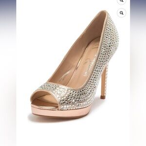 Lauren Lorraine Rhinestone Nude Pump Heels